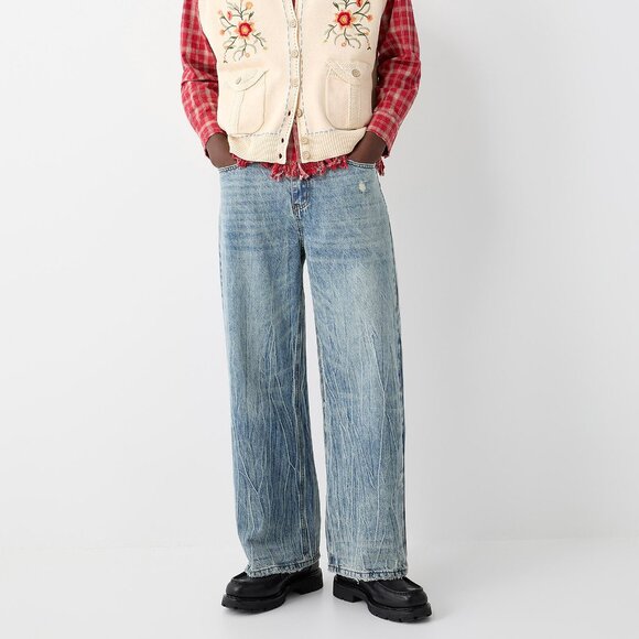 BNWT SS25 FOUND DISTRESSED FADED JEANS 32 - Picture 1 of 11